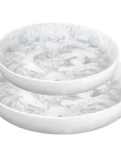 Nashi Home SWIRL RESIN ROUND PLATTER | WHITE | VARIOUS SIZES SERVING