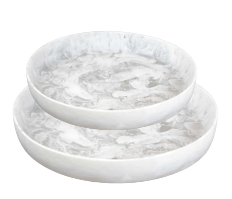 Nashi Home SWIRL RESIN ROUND PLATTER | WHITE | VARIOUS SIZES SERVING