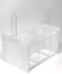 EYE CANDY SERVING UTENSILS SILVERWARE CADDY |ACRYLIC MARBLE | WHITE