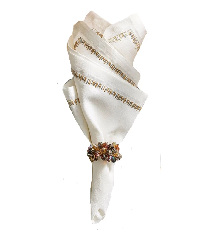 Kim Seybert FILAMENT NAPKIN WHITE & GOLD