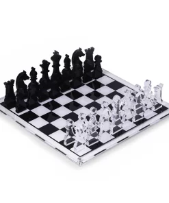Bey-Berk GAMES & GADGETS DELUXE ACRYLIC CHESS SET | BLACK & CLEAR | 14"