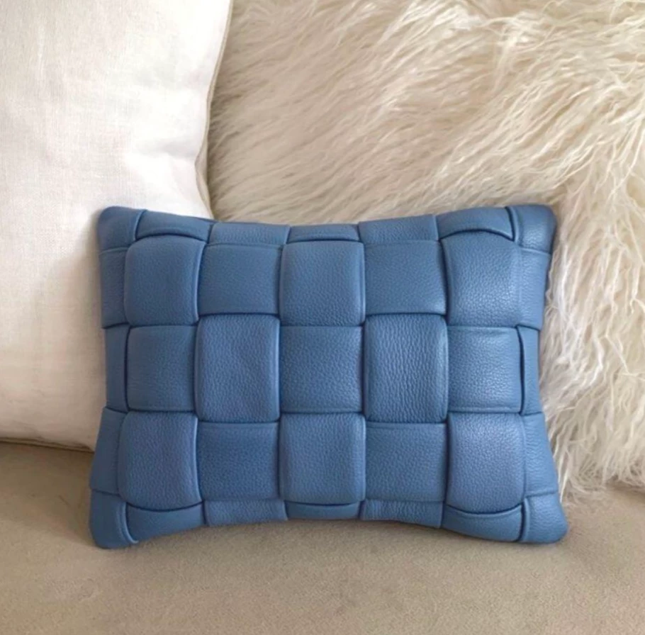 Koff WOVEN LEATHER PILLOW | DENIM | MINI