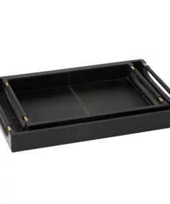Made Goods LEATHER LENORA TRAYS BLACK