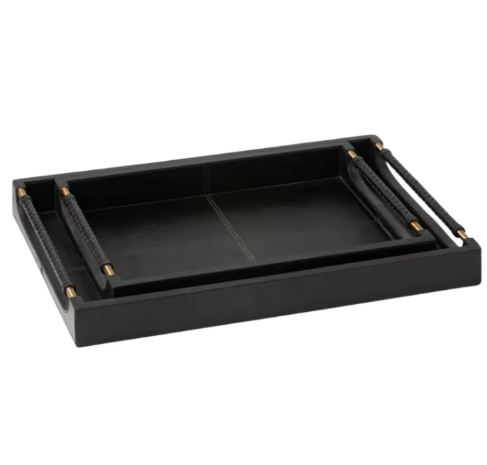 Made Goods LEATHER LENORA TRAYS BLACK