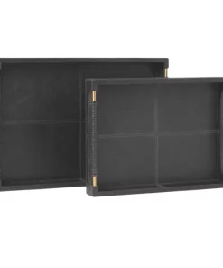 Made Goods LEATHER LENORA TRAYS BLACK