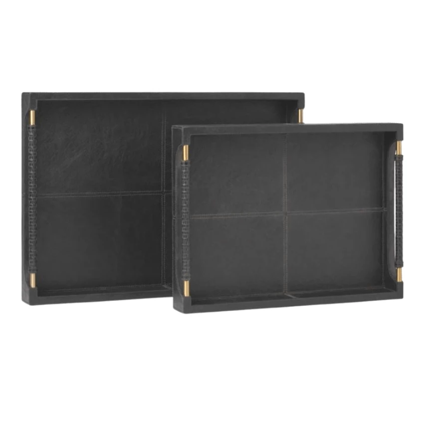 Made Goods LEATHER LENORA TRAYS BLACK