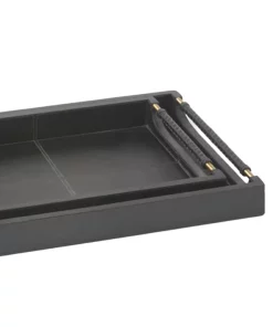 Made Goods LEATHER LENORA TRAYS BLACK