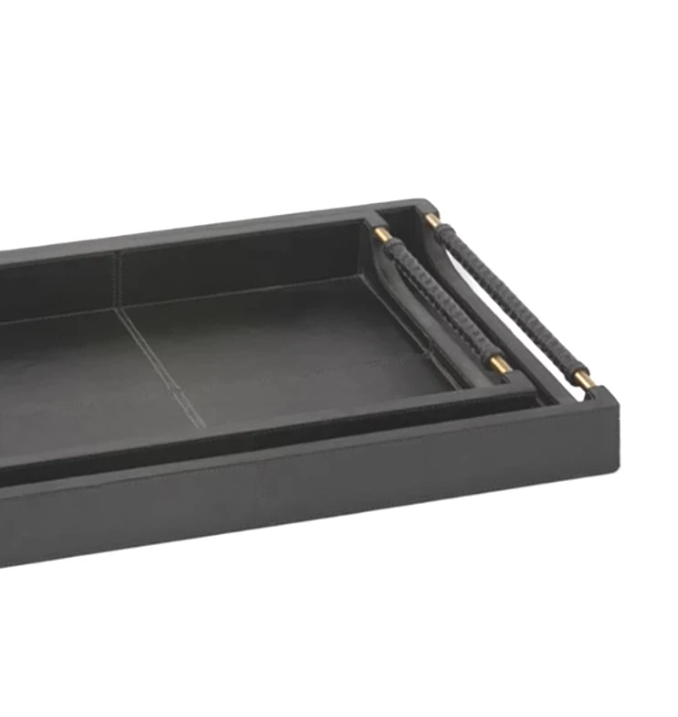 Made Goods LEATHER LENORA TRAYS BLACK