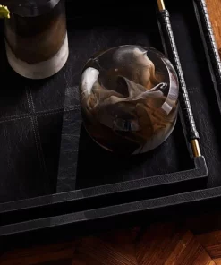 Made Goods LEATHER LENORA TRAYS BLACK