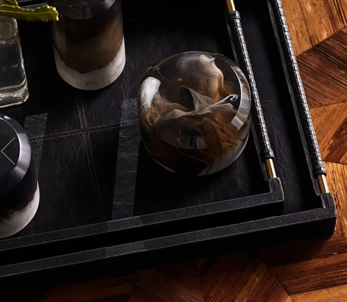 Made Goods LEATHER LENORA TRAYS BLACK