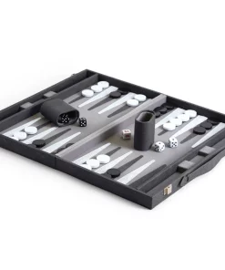 Two's Company GAMES & GADGETS SHAGREEN BACKGAMMON SET | GREY & BLACK