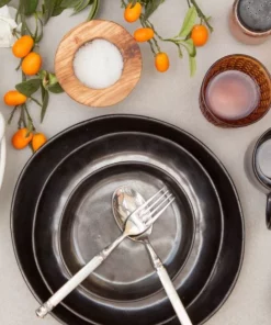 Blue Pheasant MARCUS BLACK GLAZE STONEWARE DINNERWARE THE TABLE