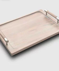 Mary Jurek SERVING SIERRA WHITEWASH WOOD HANDLED TRAY