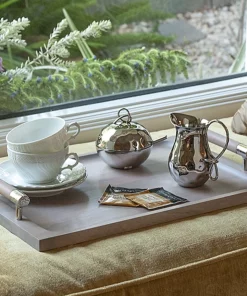 Mary Jurek SERVING SIERRA WHITEWASH WOOD HANDLED TRAY