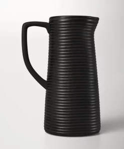 BIDK Home CERAMIC RIBBED PITCHER | BLACK PITCHERS