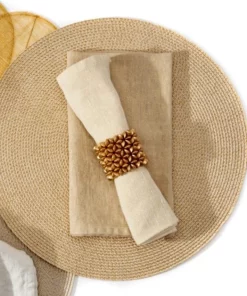 Deborah Rhodes THE TABLE METALLIC CASUAL NAPKIN | TAUPE & GOLD