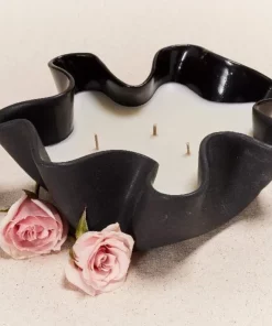 Style Union Home JILL CANDLE GLAZED BLACK MEDIUM CANDLELIGHT