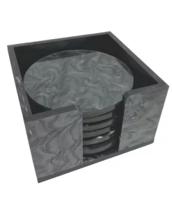 EYE CANDY WINE & BAR MARBLE ACRYLIC COASTER SET | CHARCOAL