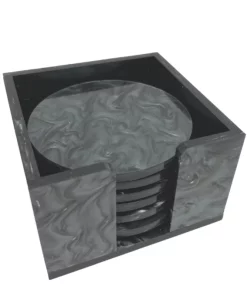 EYE CANDY WINE & BAR MARBLE ACRYLIC COASTER SET | CHARCOAL