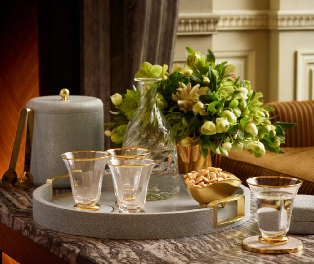 AERIN CARINA SHAGREEN TRAY DOVE | LARGE THE HOME