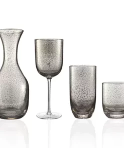 Kim Seybert CRACKLE PLATINUM GLASSWARE | SET OF 4 DRINKWARE