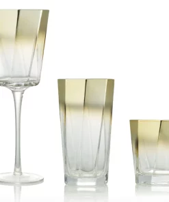 Kim Seybert DRINKWARE HELIX GOLD GLASSWARE