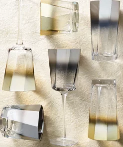 Kim Seybert DRINKWARE HELIX GOLD GLASSWARE