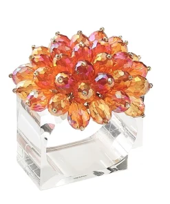 Kim Seybert THE TABLE ZINNIA NAPKIN RING ORANGE