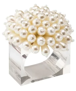 Kim Seybert THE TABLE ZINNIA NAPKIN RING PEARL
