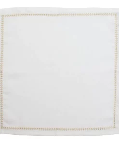 Kim Seybert THE TABLE HERRINGBONE NAPKIN GOLD & SILVER