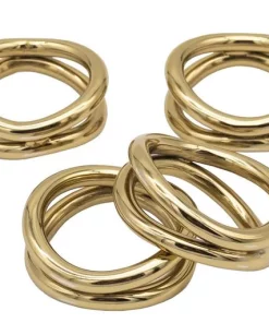 Godinger (GOD) THE TABLE TWISTED LOOP NAPKIN RING SET GOLD