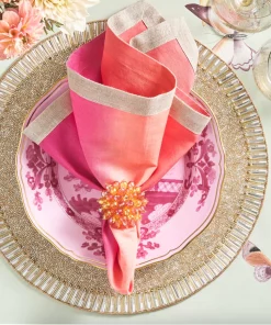 Kim Seybert THE TABLE DIP DYE NAPKIN FUCHSIA & ORANGE