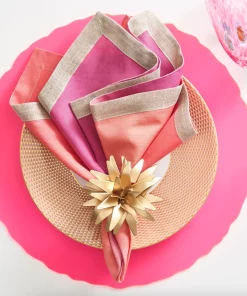 Kim Seybert THE TABLE DIP DYE NAPKIN FUCHSIA & ORANGE