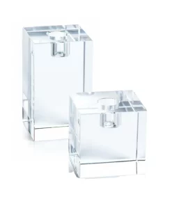 Zodax CANDLELIGHT CRYSTAL SQUARE TAPER CANDLEHOLDERS