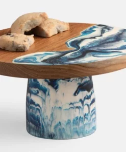 Blue Pheasant AUSTIN SWIRLED CAKE STAND BLUE SERVING