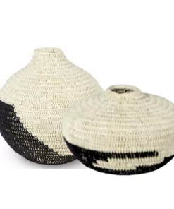 Palecek SEAGRASS BLACK AND WHITE VIGGO URNS