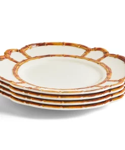 Two's Company BAMBOO RIM MELAMINE DINNERWARE S/4 | NATURAL