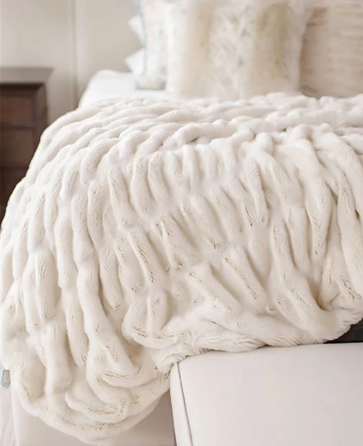 Fabulous Furs COUTURE FAUX FUR THROW IVORY MINK THE HOME