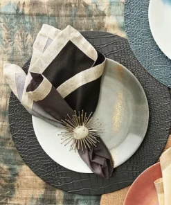 Kim Seybert FLARE NAPKIN RING SILVER & CRYSTAL