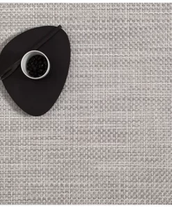 Chilewich THE TABLE BASKETWEAVE PLACEMAT | WHITE & SILVER | SQUARE