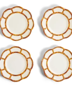 Two's Company BAMBOO RIM MELAMINE DINNERWARE S/4 | NATURAL