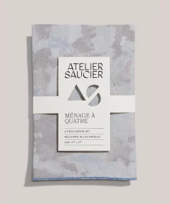 Atelier Saucier BLUE SKY EDGED LINEN NAPKIN SET THE TABLE