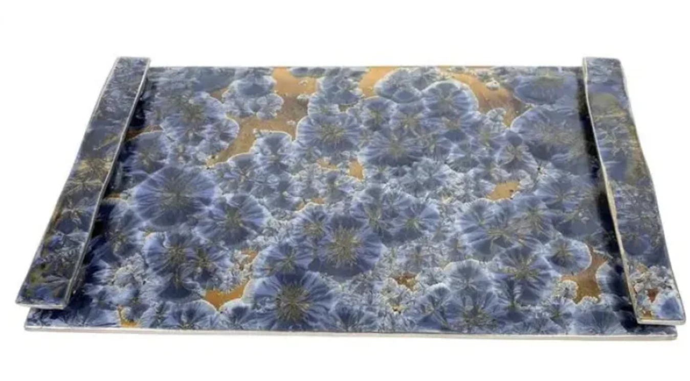 Michael Wainwright BOREALIS HANDLED SERVING TRAY | BLUE