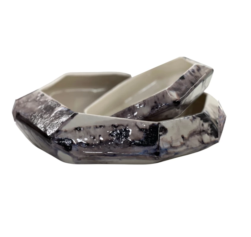 Lauren HB Studio POLYGON STONE SERVING BOWLS