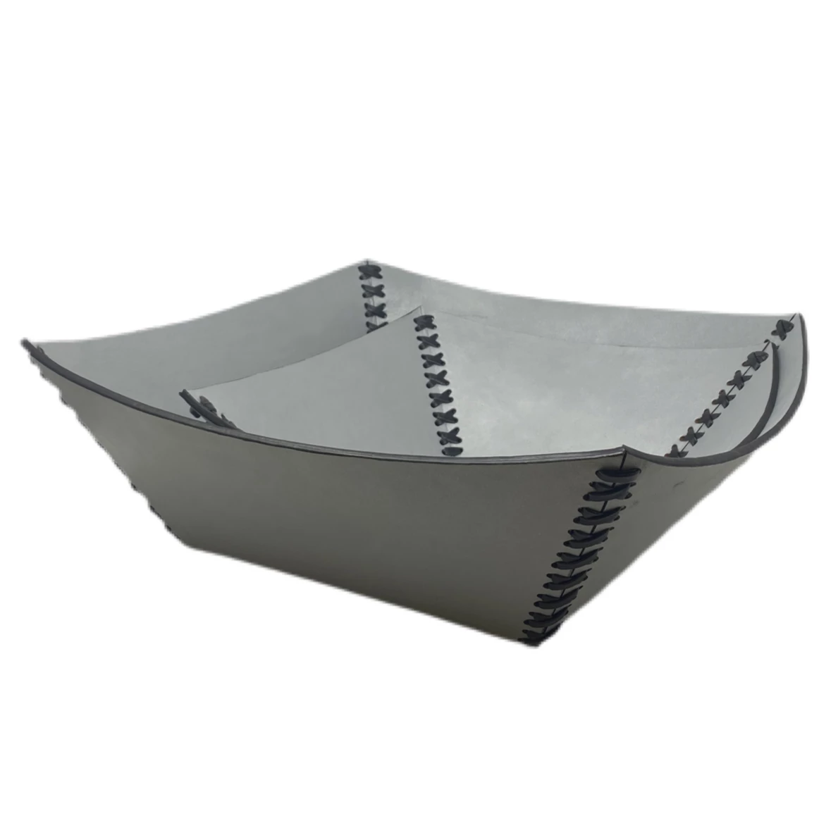 MooMoo Designs LEATHER STITCHED TRAY SET GREY