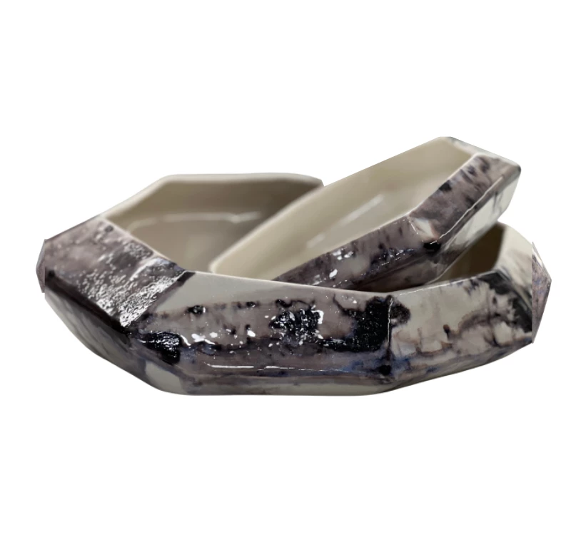 Lauren HB Studio POLYGON STONE SERVING BOWLS