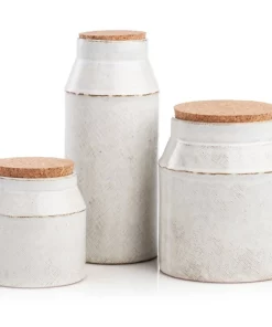 Abigails CERAMIC CANISTER SET | 3 PC | OFF WHITE BOXES & STORAGE