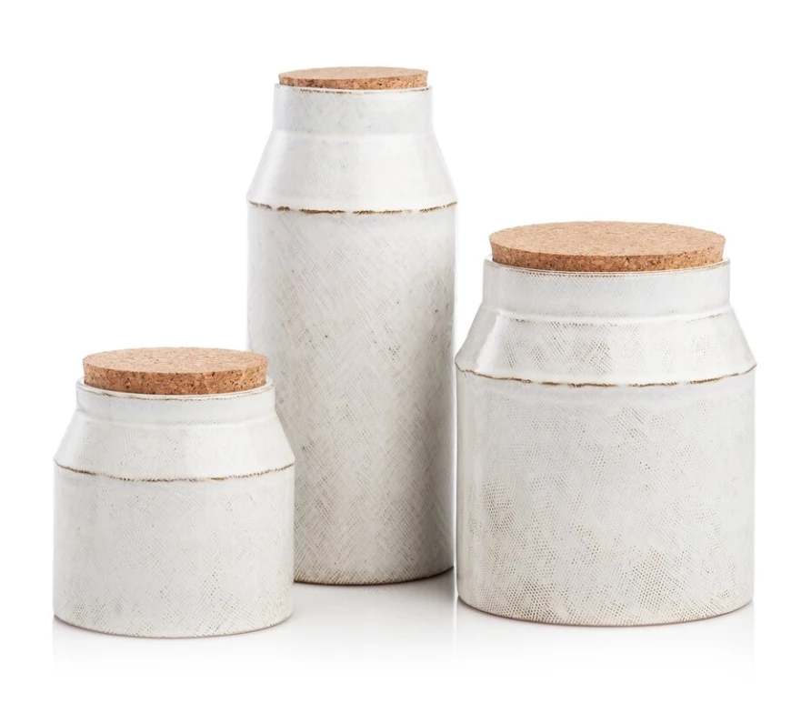 Abigails CERAMIC CANISTER SET | 3 PC | OFF WHITE BOXES & STORAGE