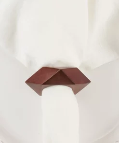 Saro Trading Company GEO WOODEN NAPKIN RING SET