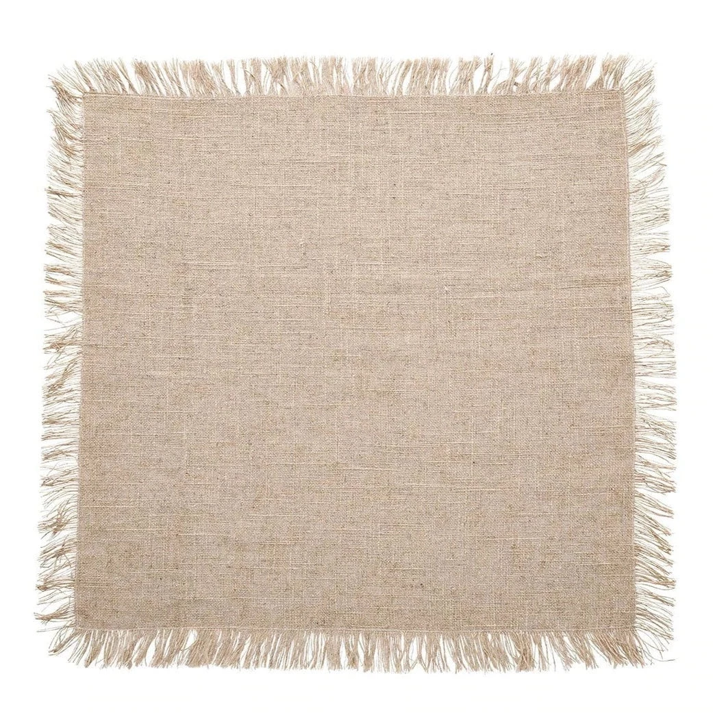 Kim Seybert FRINGE NATURAL & SILVER NAPKIN